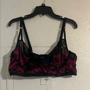 Elegant Black and Red Lace Bralette